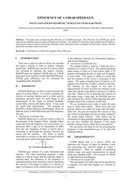 Efficiency of a LIDAR Speed Gun EFFICIENCY of a LIDAR SPEED GUN