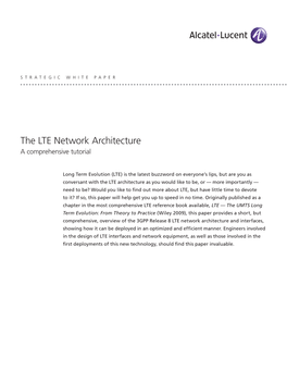 The LTE Network Architecture a Comprehensive Tutorial