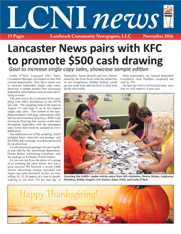 Lancaster News Pairs with KFC to Promote $500 Cash Drawing