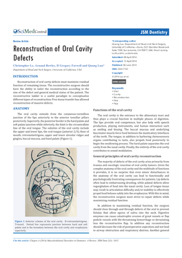 Reconstruction of Oral Cavity Defects Must Maximize Residual OPEN ACCESS Function of Remaining Tissue