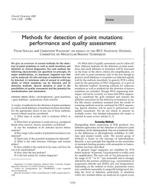 Methods for Detection of Point Mutations: Performance and Quality