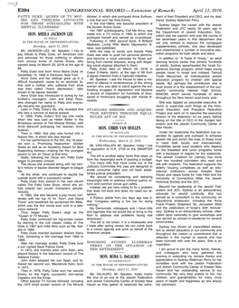 CONGRESSIONAL RECORD— Extensions of Remarks E394 HON
