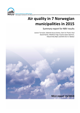 Air Quality in 7 Norwegian Municipalities in 2015 Summary Report for NBV Results