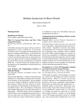 Birthday Symposium for Bruce Donald