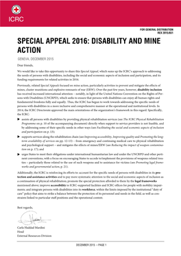 Disability and Mine Action Geneva, December 2015