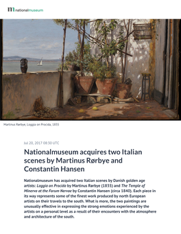Nationalmuseum Acquires Two Italian Scenes by Martinus Rørbye and Constantin Hansen