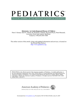 89;1045-1048 Pediatrics Lawrence Zemel and Andrew Spielman Peter