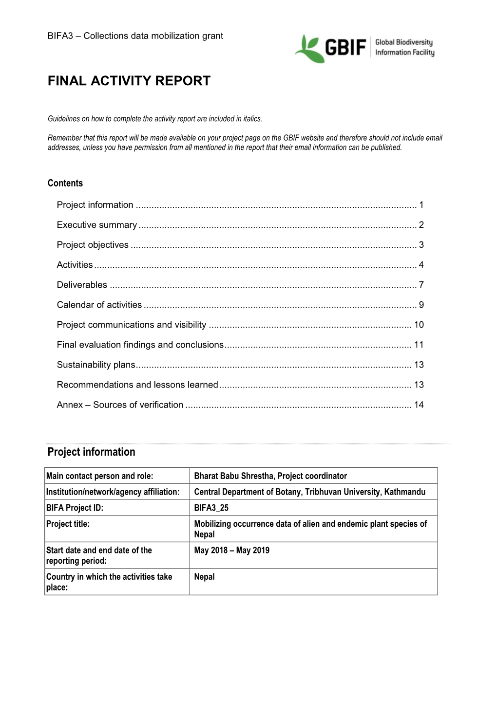 Final Activity Report