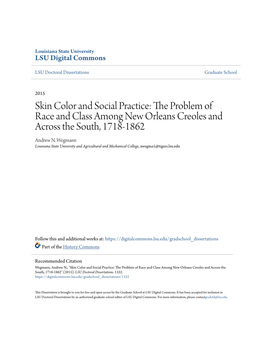 The Problem of Race and Class Among New Orleans Creoles and Across the South, 1718-1862