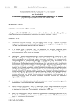 RÈGLEMENT D'exécution (UE) 2020/2018 DE LA COMMISSION Du