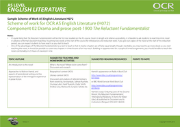 OCR AS Level English Literature Sample Scheme of Work