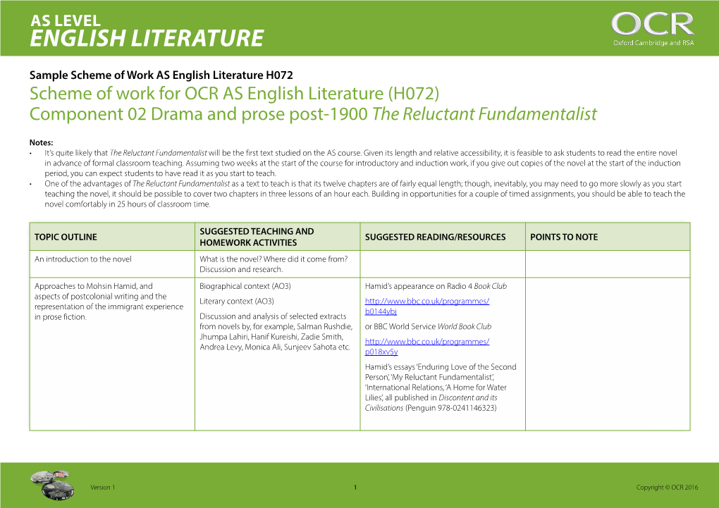 ocr english literature coursework mark scheme