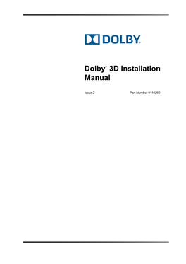 Dolby 3D Installation Manual