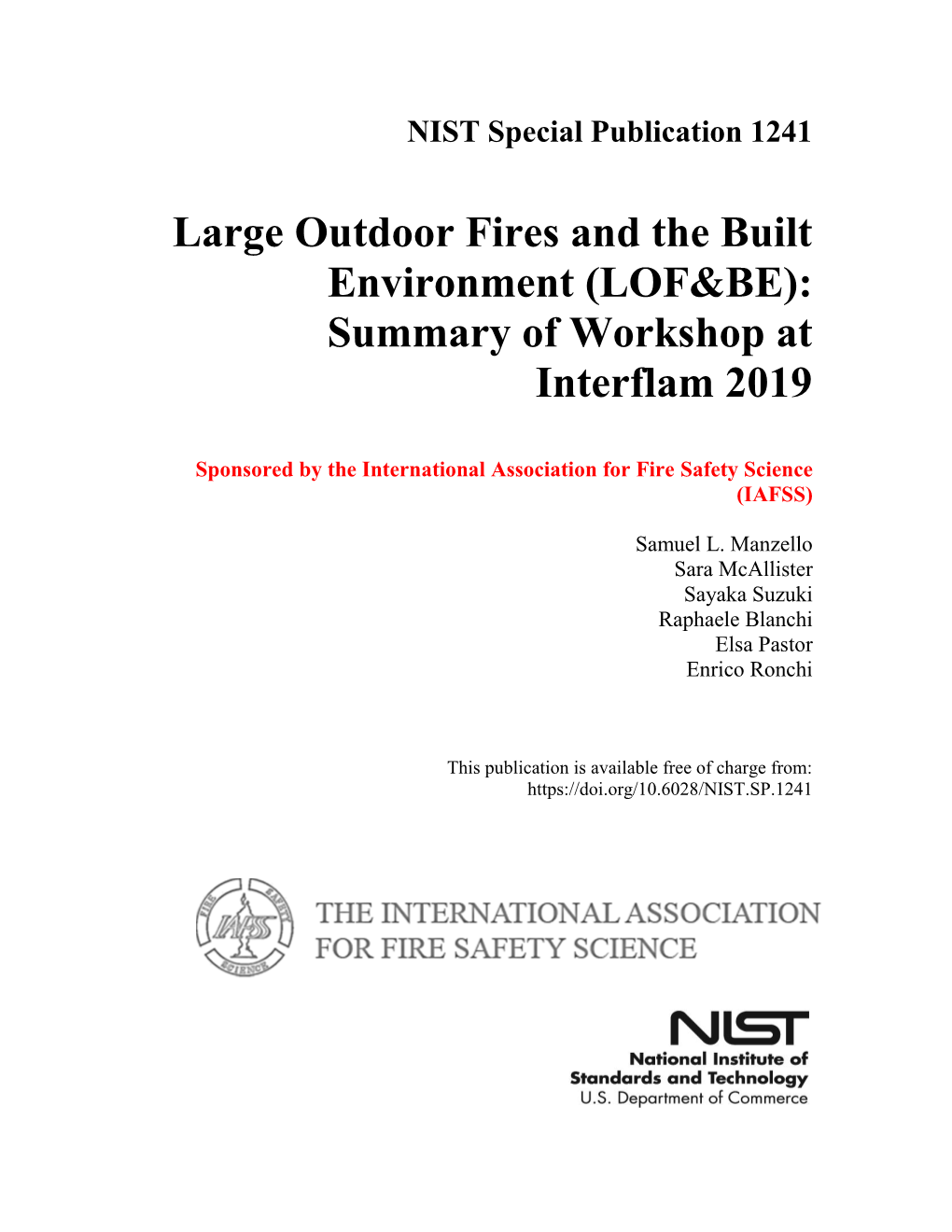 Large Outdoor Fires and the Built Environment (LOF&BE): Summary of Workshop at Interflam 2019