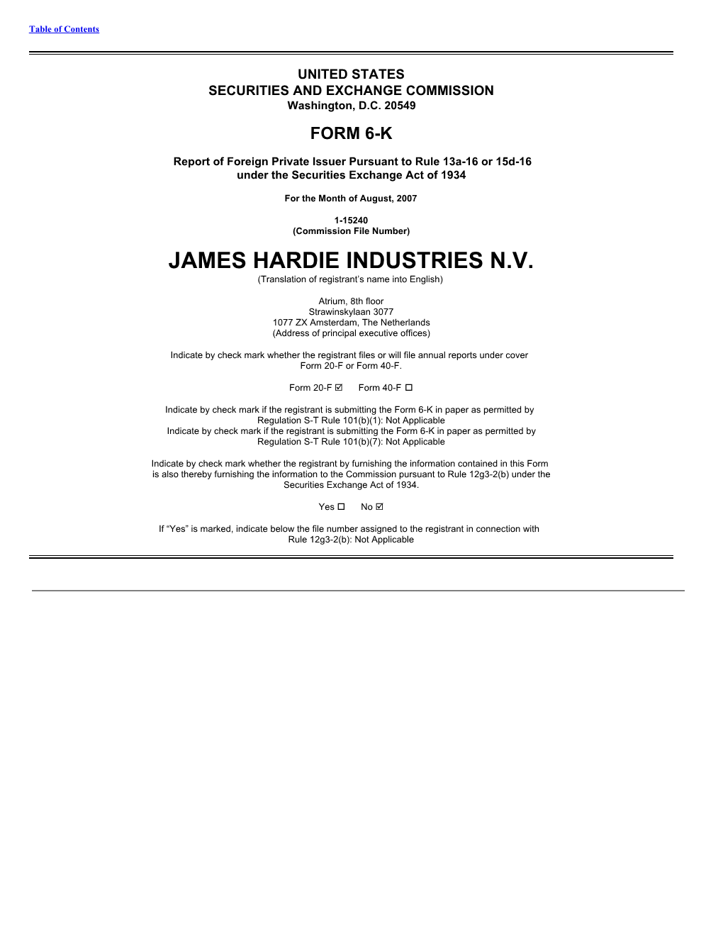 James Hardie Industries Nv