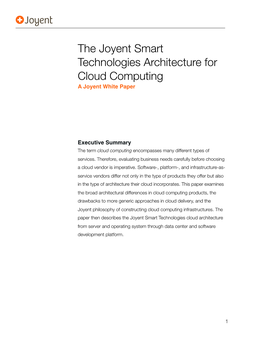 Joyent Smart Architecture for Cloud Computing RC1