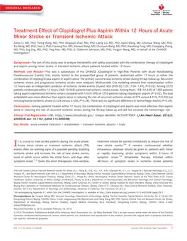 Hours of Acute Minor Stroke Or Transient Ischemic Attack