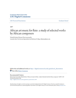 African Art Music for Flute: a Study of Selected Works by African Composers