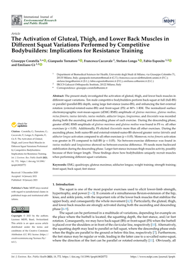 The Activation of Gluteal, Thigh, and Lower Back Muscles in Different Squat Variations Performed by Competitive Bodybuilders: Implications for Resistance Training