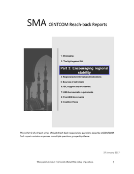 SMA CENTCOM Reach-Back Reports