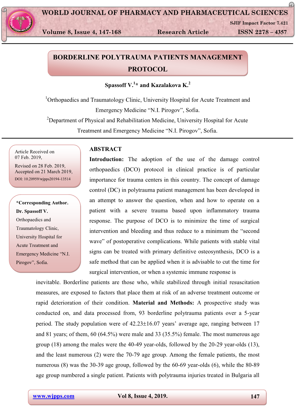 Borderline Polytrauma Patients Management