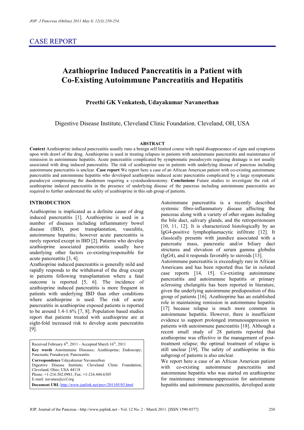 Azathioprine Induced Pancreatitis in a Patient with Co-Existing Autoimmune Pancreatitis and Hepatitis