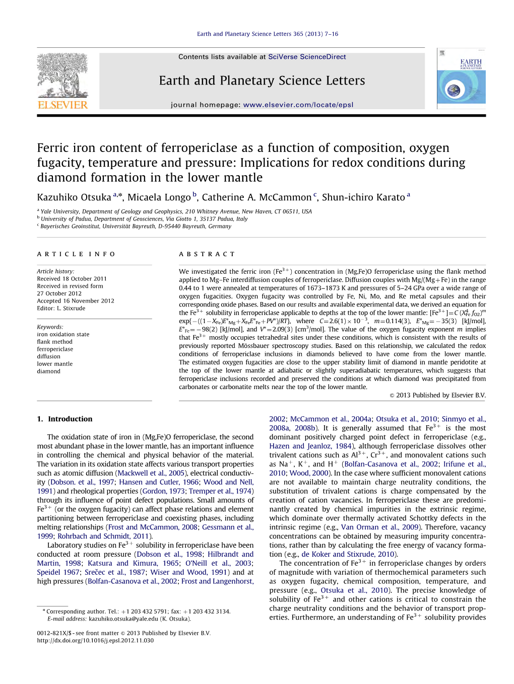 Ferric Iron Content of Ferropericlase As a Function of Composition, Oxygen