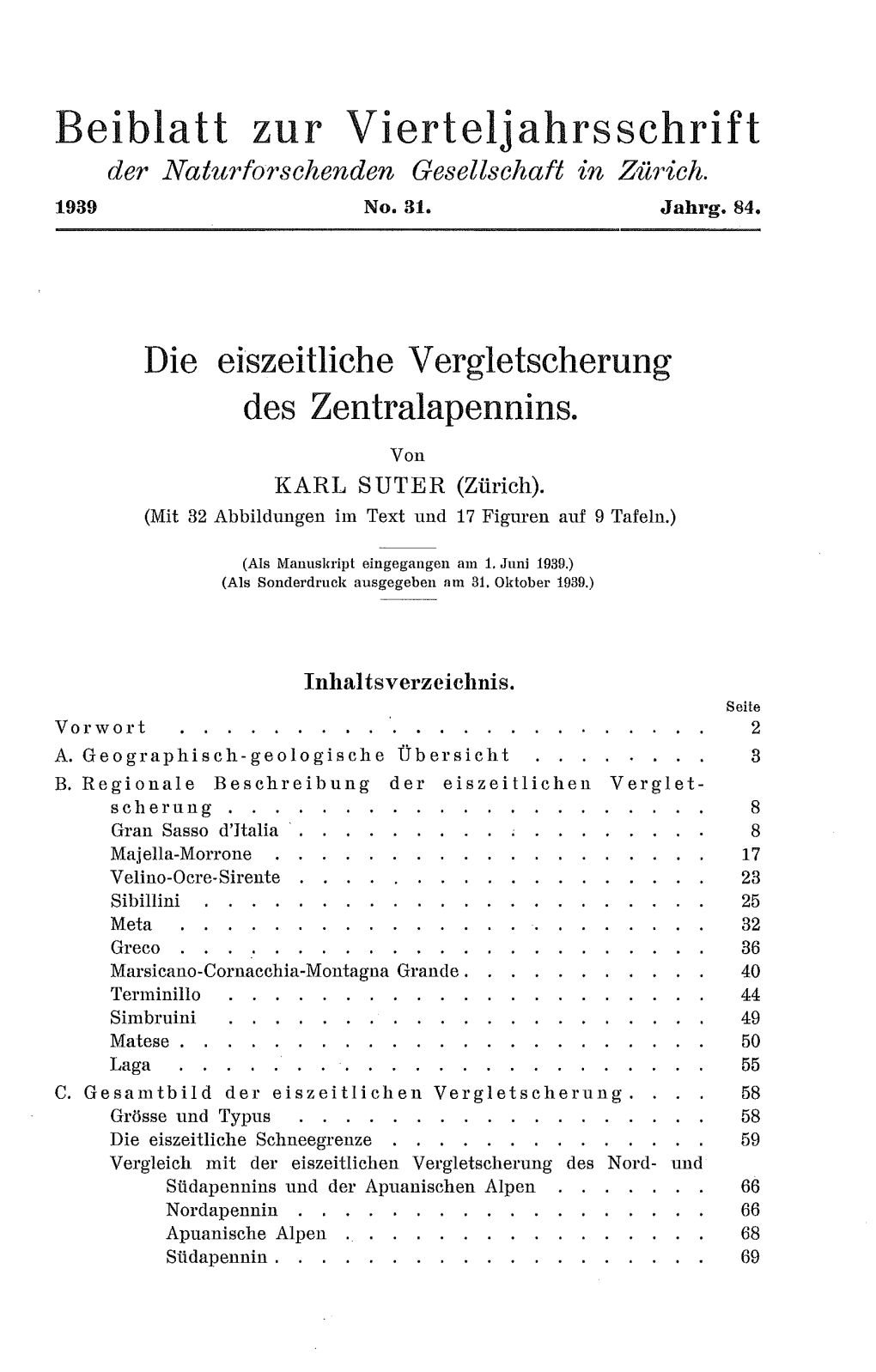 Beiblatt Zur Vierteljahrsschrift Der Naturforschenden Gesellschaft in Zürich