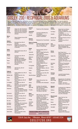 Reciprocal Zoos & Aquariums