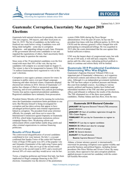 Guatemala: Corruption, Uncertainty Mar August 2019 Elections