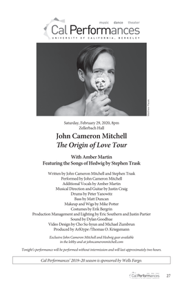 John Cameron Mitchell the Origin of Love Tour