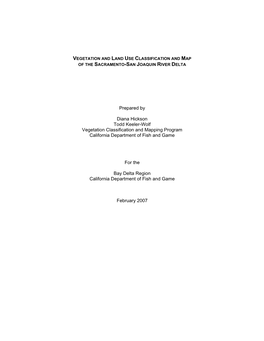 Vegetation and Land Use Classification and Map of the Sacramento-San Joaquin River Delta