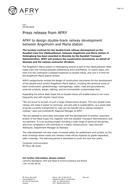 Press Release from AFRY
