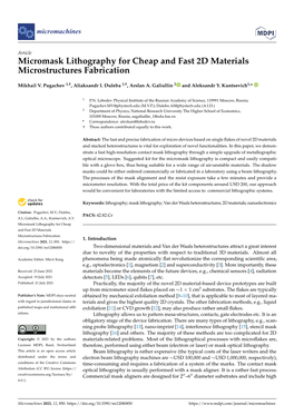 Micromask Lithography for Cheap and Fast 2D Materials Microstructures Fabrication