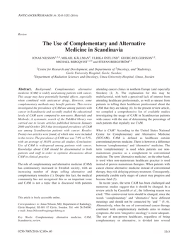 The Use of Complementary and Alternative Medicine in Scandinavia