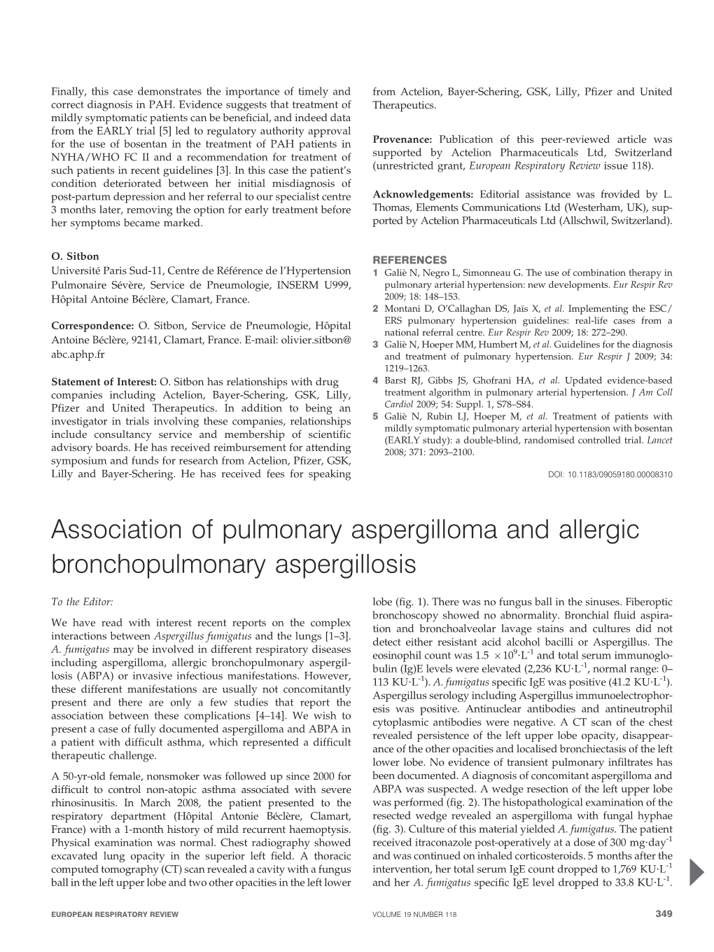 Association of Pulmonary Aspergilloma and Allergic Bronchopulmonary Aspergillosis