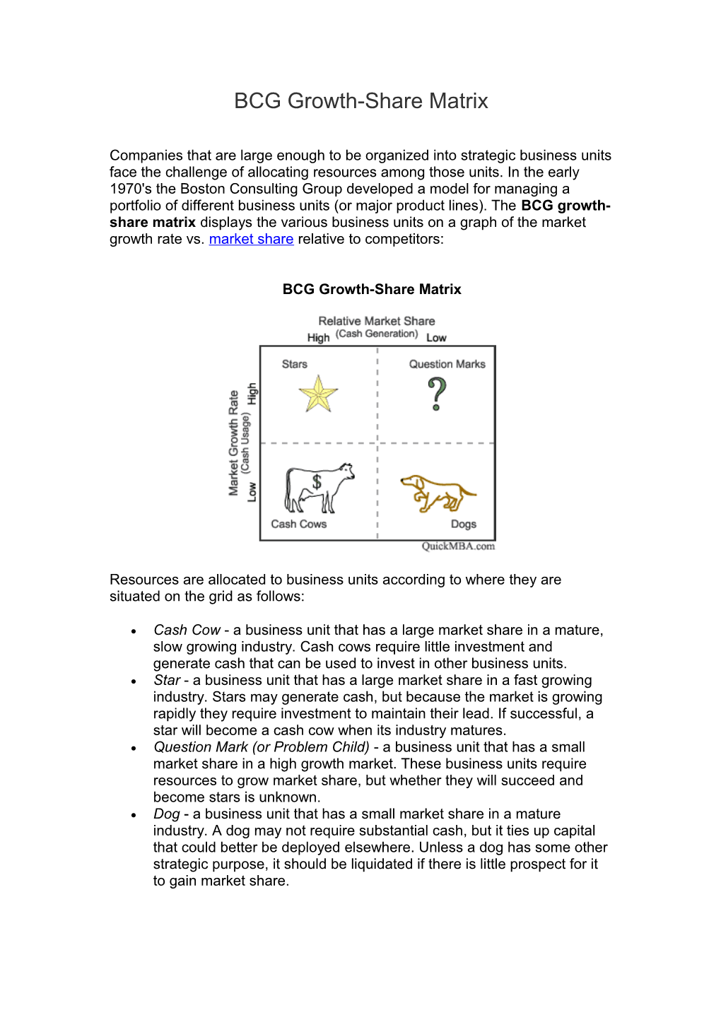 BCG Growth-Share Matrix