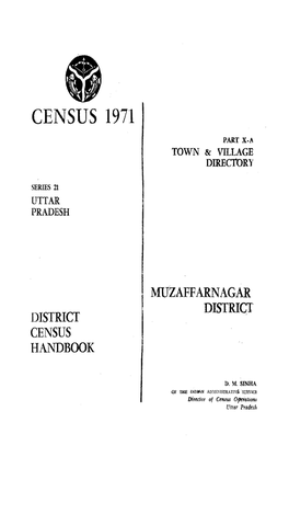 District Census Handbook, Muzaffarnagar, Part X-A, Series-21