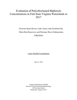 Evaluation of Polychlorinated Biphenyls Concentrations in Fish from Virginia Watersheds in 2017