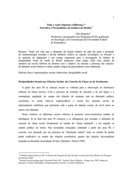 Narrativa E Personalismo Em Senhora Do Destino Lília Junqueira