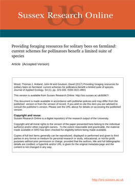 Providing Foraging Resources for Solitary Bees on Farmland: Current Schemes for Pollinators Benefit a Limited Suite of Species