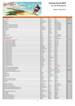 Cartoon Forum 2017 List of Participants