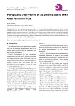 Petrographic Observations of the Building Stones of the Great Pyramid of Giza