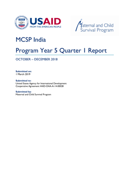 MCSP India Program Year 5 Quarter 1 Report