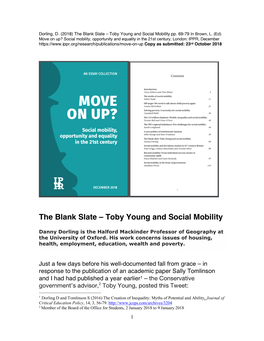 The Blank Slate – Toby Young and Social Mobility Pp