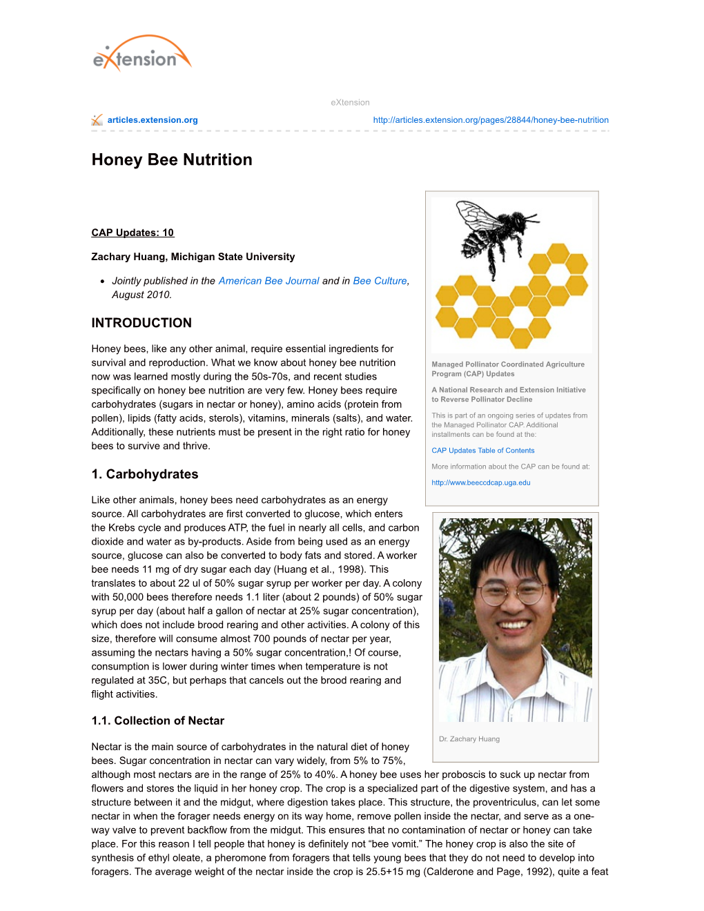 Honey Bee Nutrition by Zachary Huang