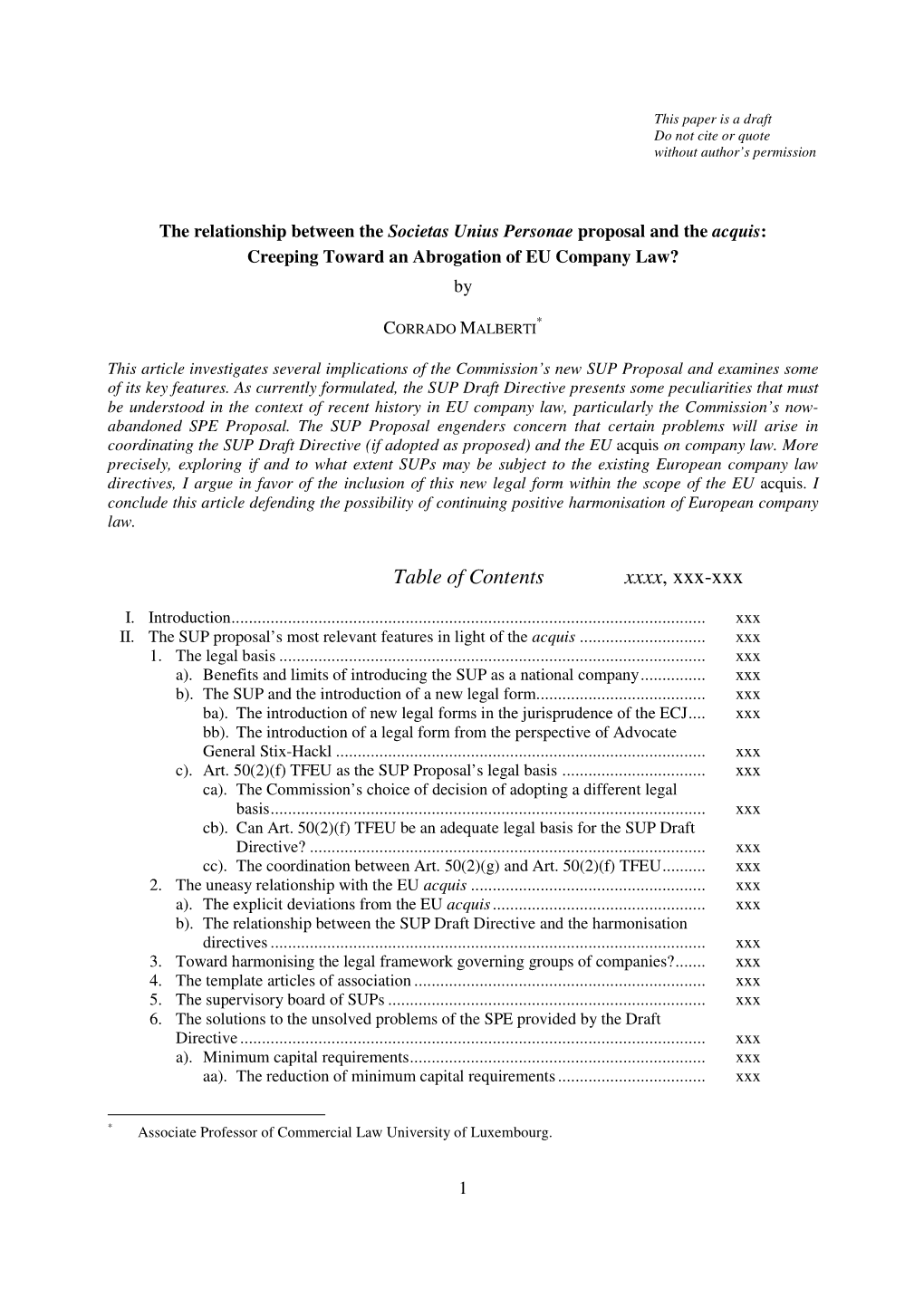 Table of Contents Xxxx, Xxx-Xxx