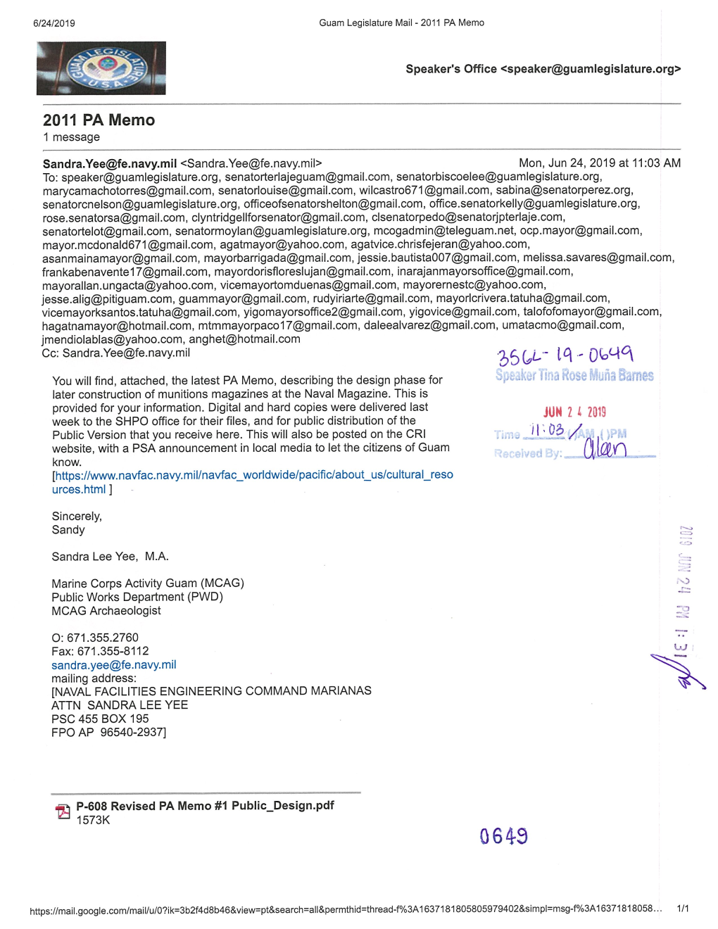 Military Relocation PA Memo Comment Form 2019 If Submitting Via E-Mail, Scan and Send To: Criwebcomment@Navy.Mil