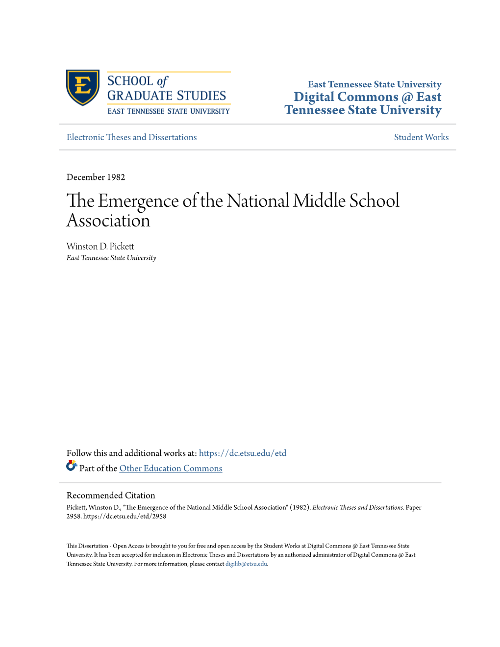 The Emergence of the National Middle School Association