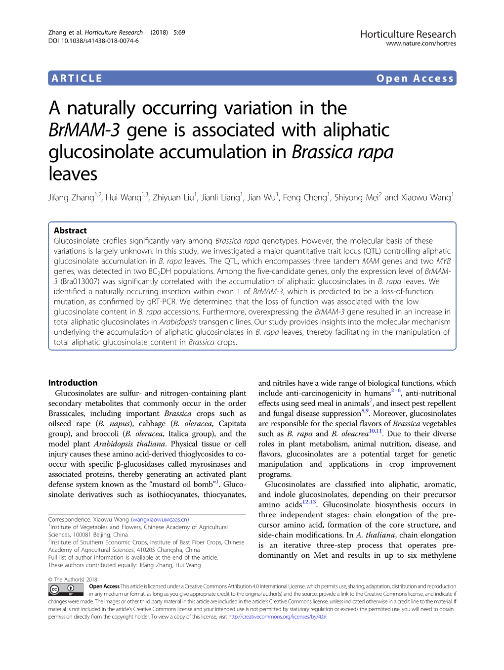 A Naturally Occurring Variation in the Brmam-3 Gene Is Associated with Aliphatic Glucosinolate Accumulation in Brassica Rapa